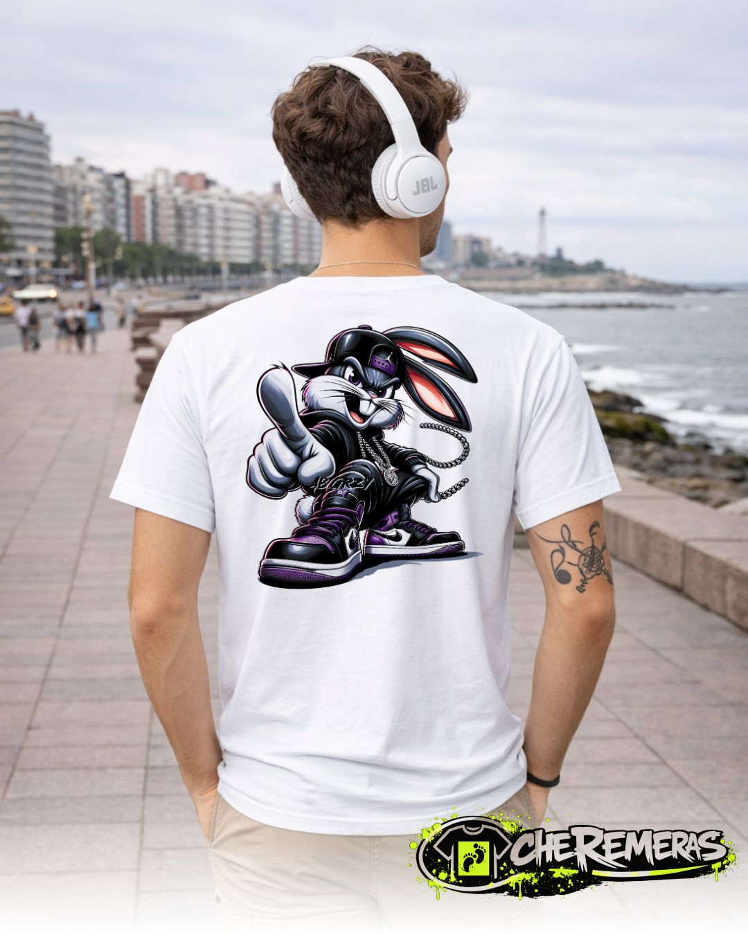 Remera Bugs Bunny Pointing #227 - Back White Solid