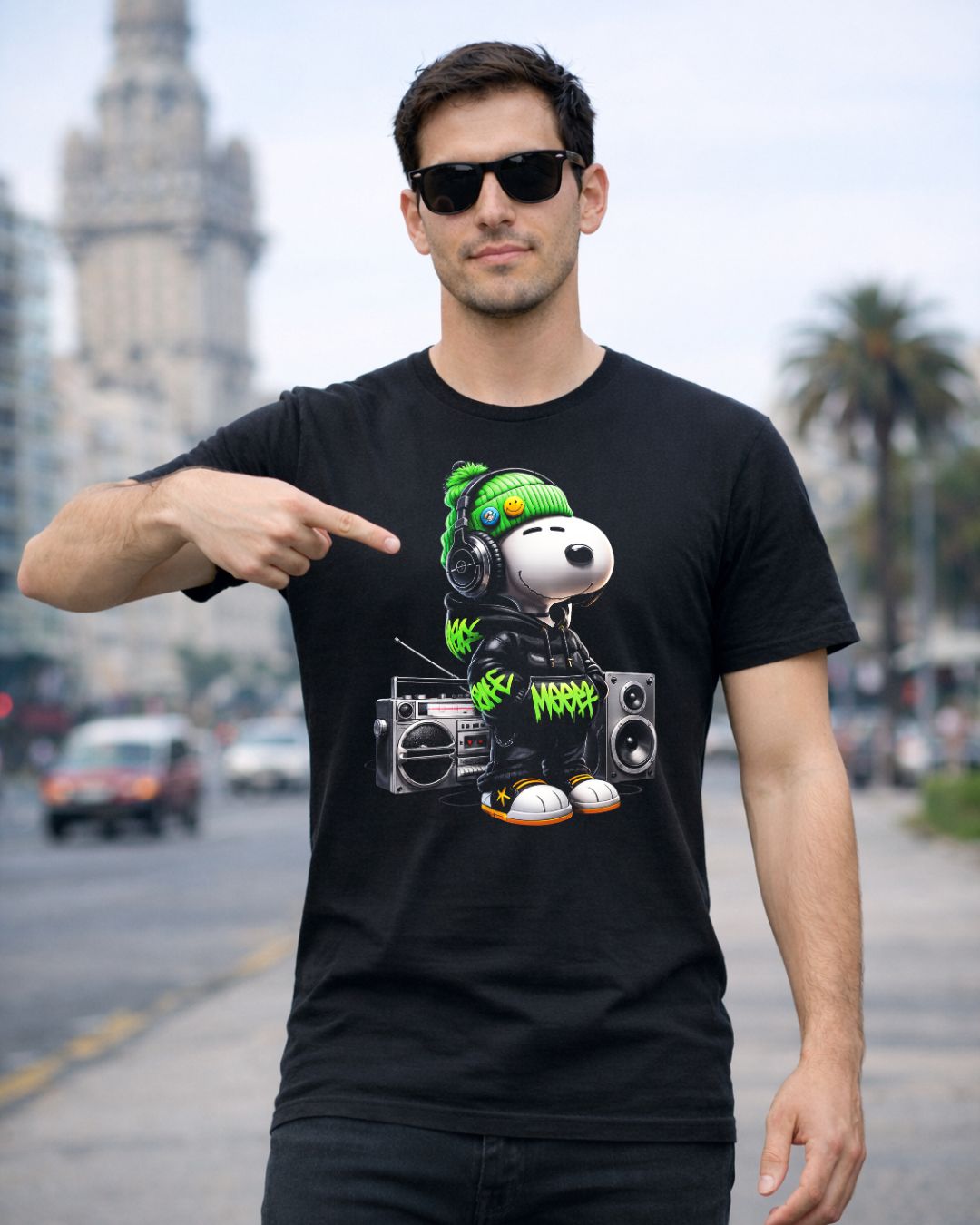 Remera Snoopy #55 - Front Black Solid