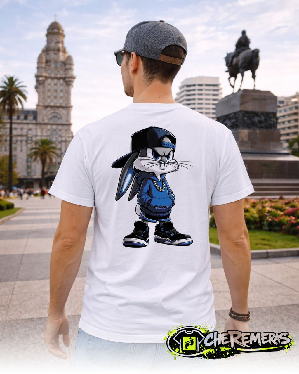 Remera Bugs Bunny Blue #221 - Back White Solid