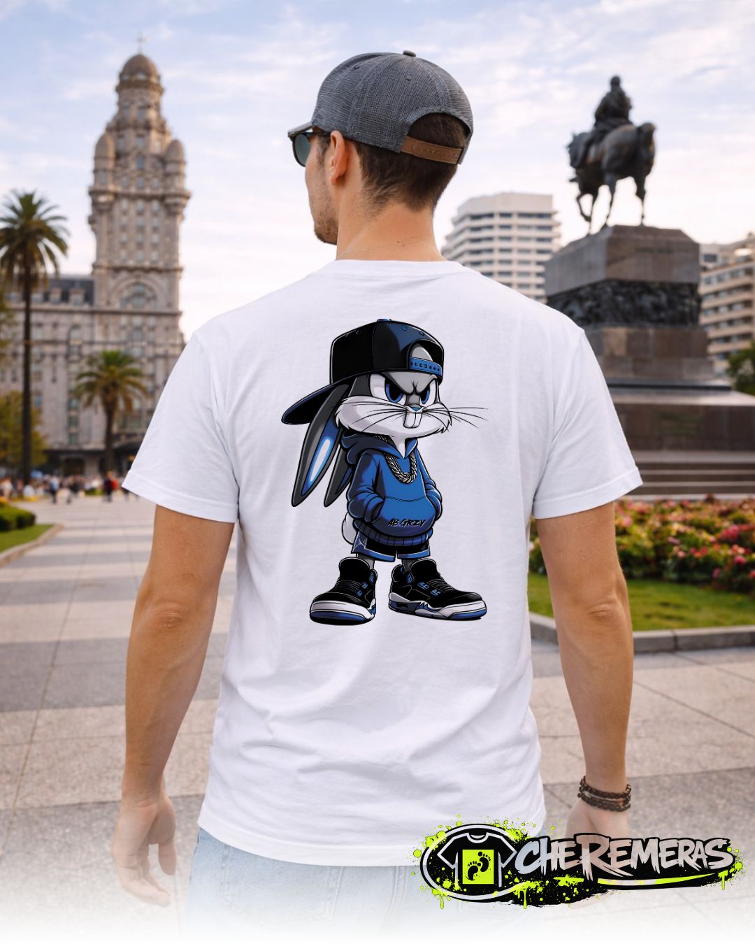 Remera Bugs Bunny Blue #221 - Back White Solid