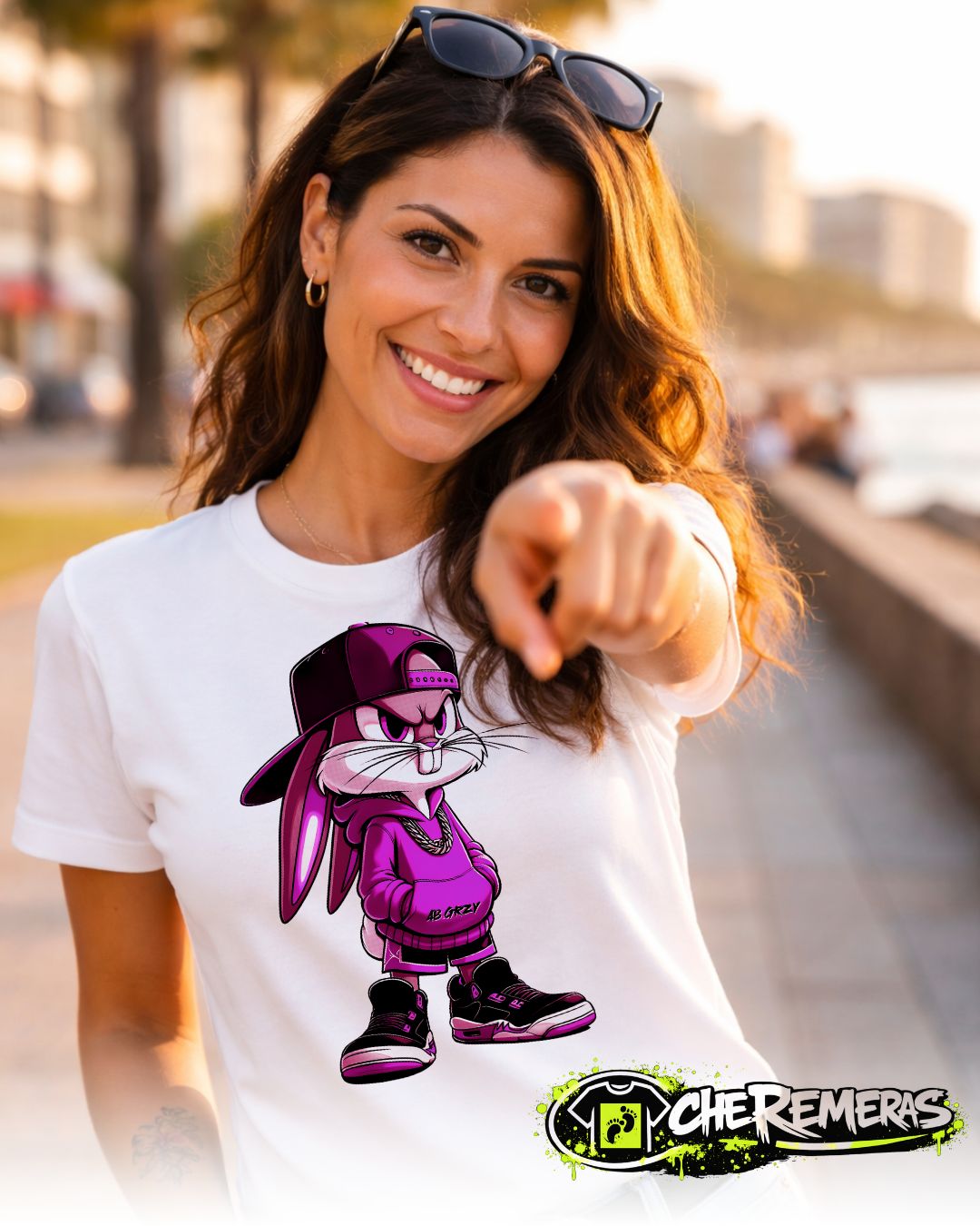 Remera Bugs Bunny Fuchsia #204 - Front White Solid