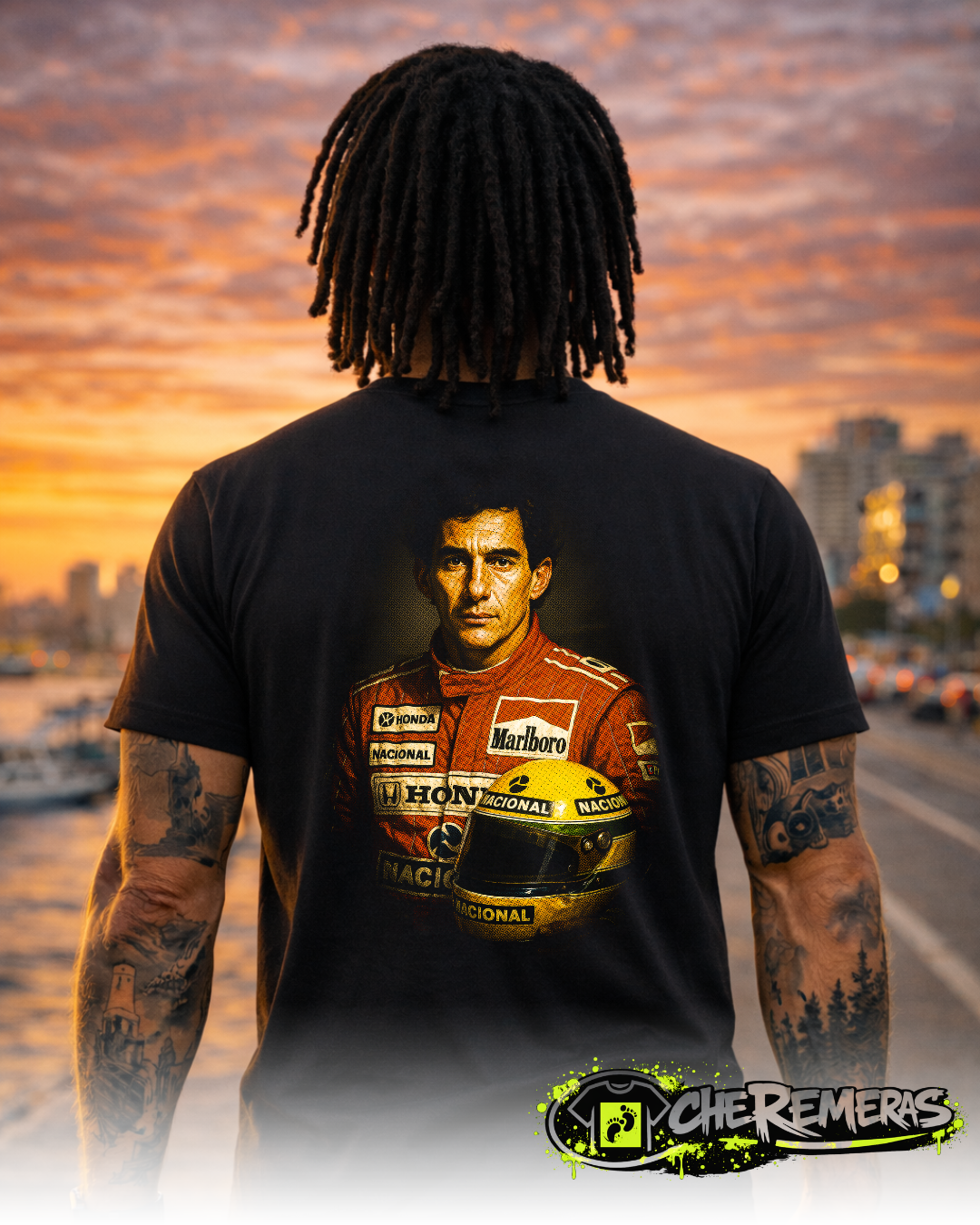 Remera Ayrton Senna #179 - Back Black Solid