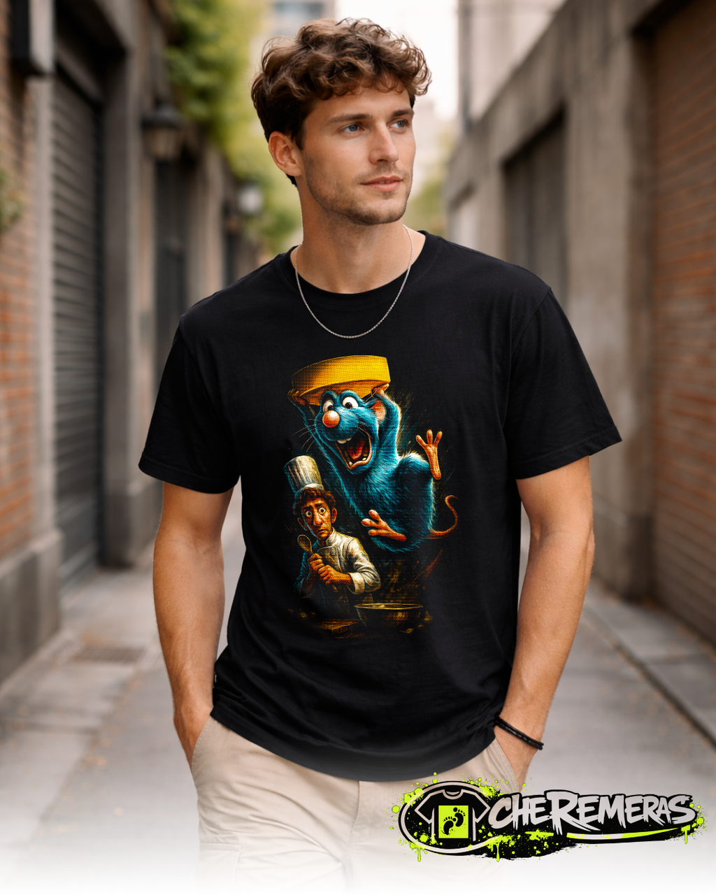 Remera Ratatouille #166 - Front Black Solid