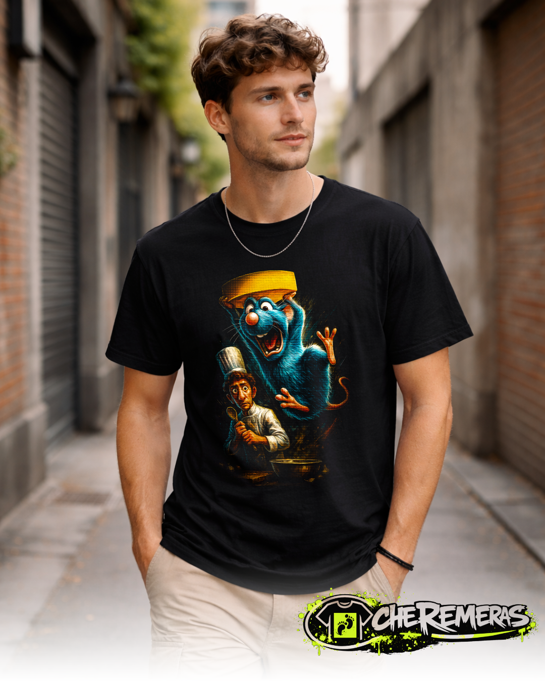 Remera Ratatouille #166 - Front Black Solid