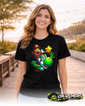 Remera Mario Bros & Yoshi #41 - Front Black Solid