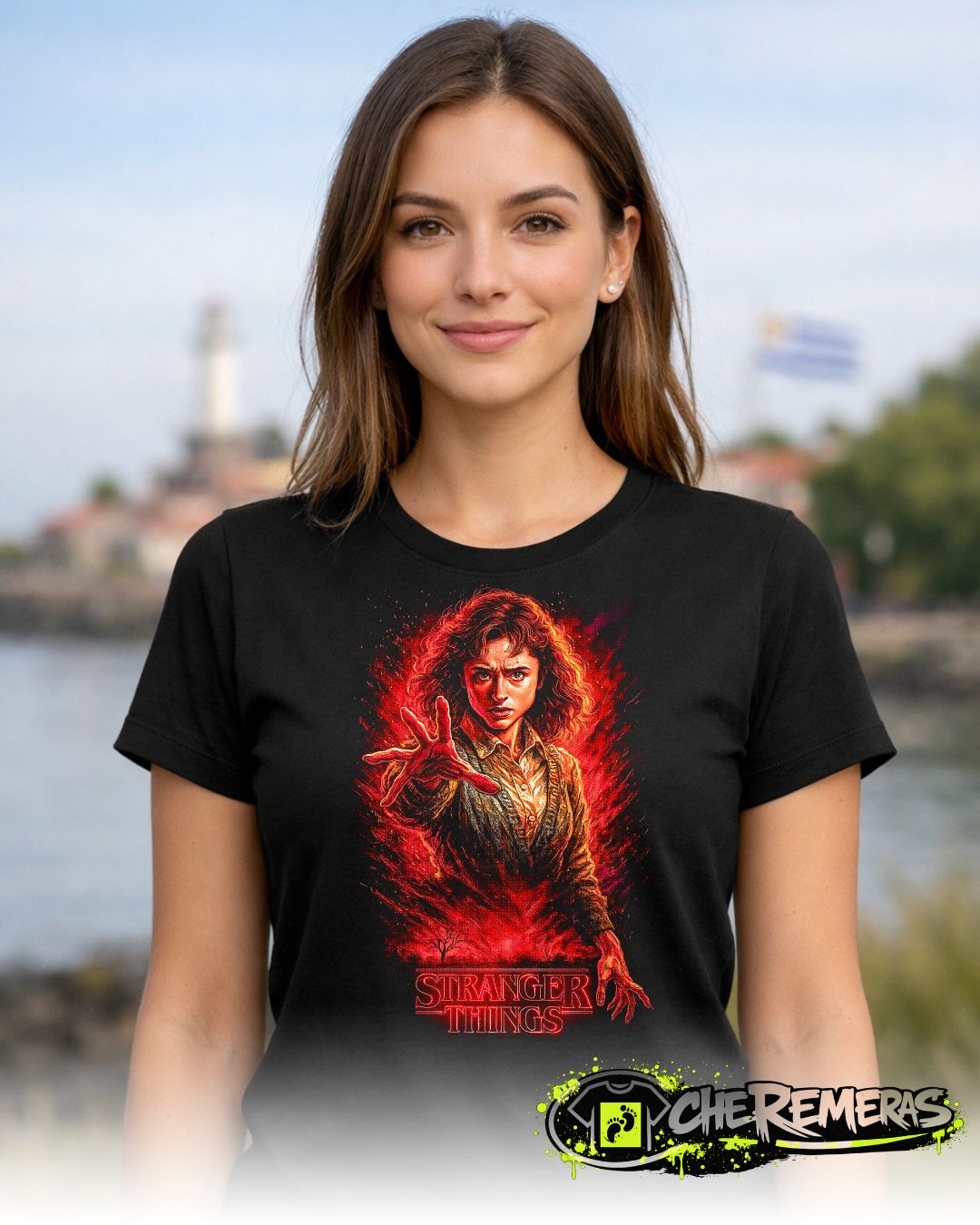 Remera Stranger Thinks #07 - Front Black Solid