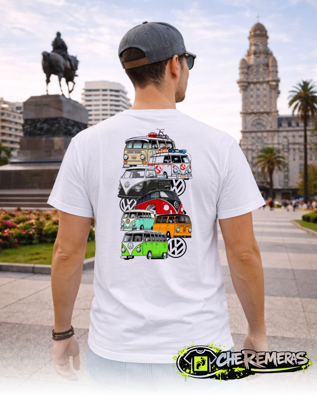 Remera Several Volkswagens Stacked Up #67 - Back White Solid