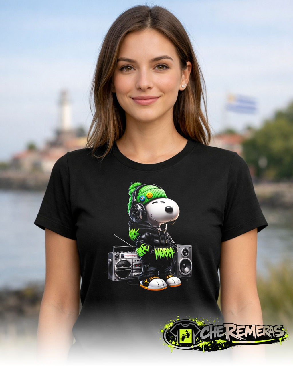 Remera Snoopy #55 - Front Black Solid