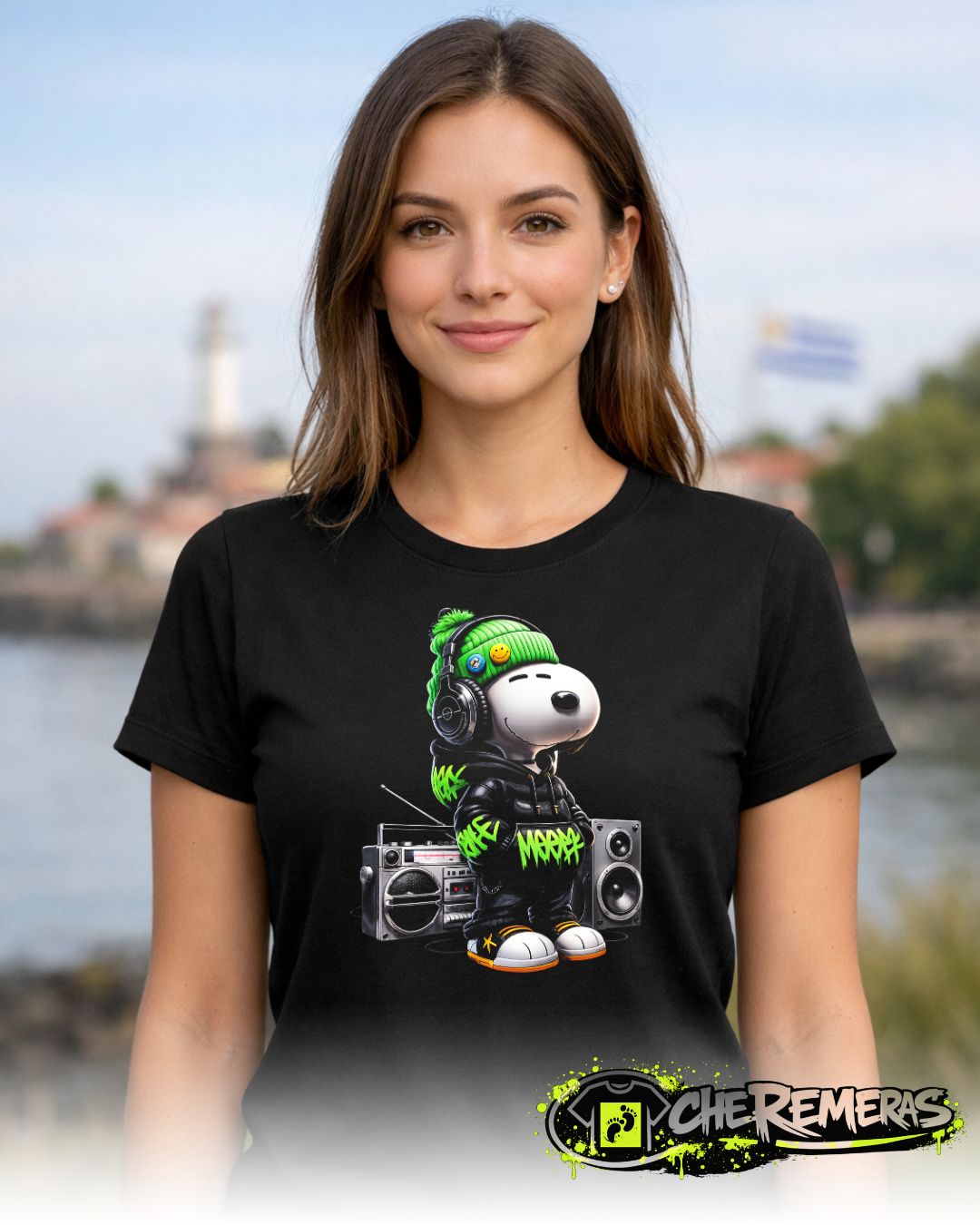 Remera Snoopy #55 - Front Black Solid