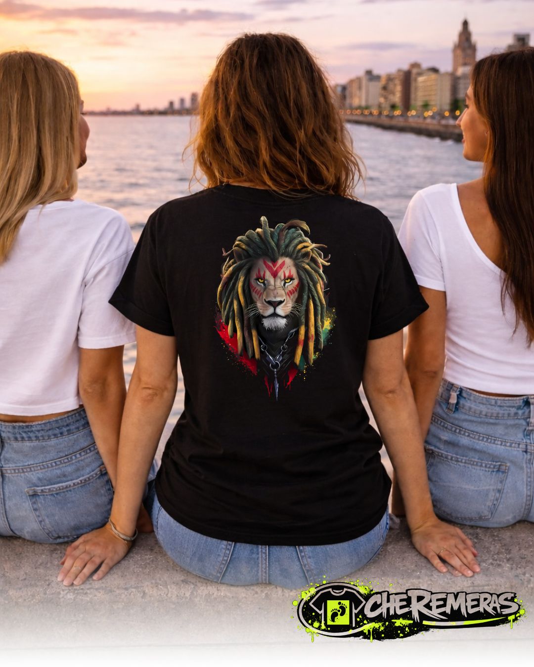 Remera Lion Dreadlocks #12 - Back Black Solid