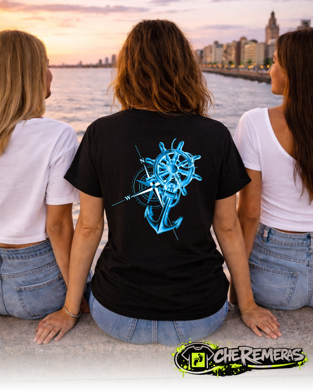 #98 Compass Rudder & Anchor - Black Back Solid