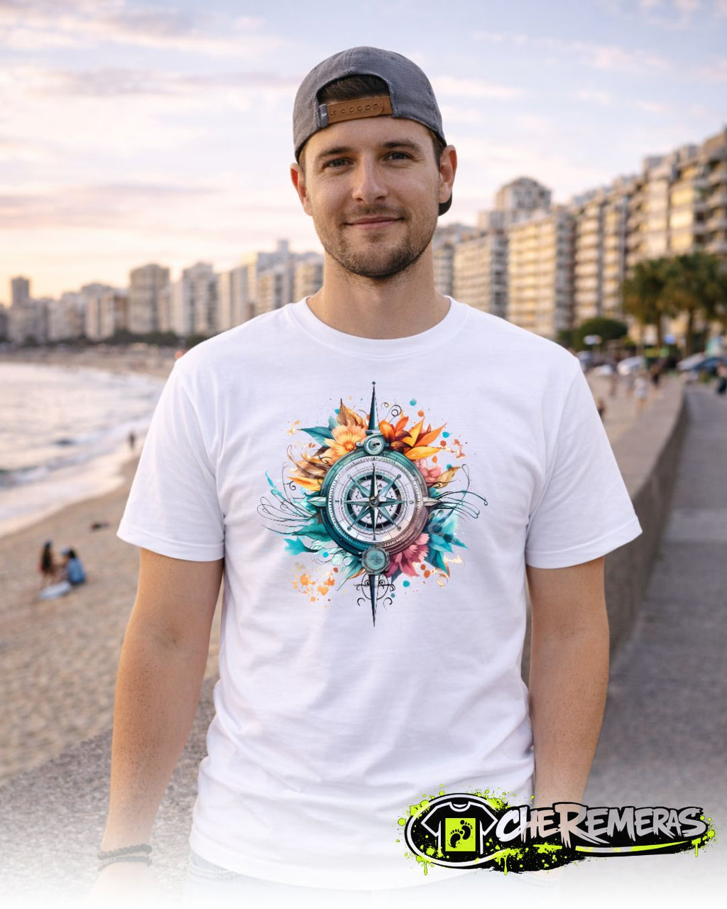 Remera Multicolored Compass #21 - Front White Solid