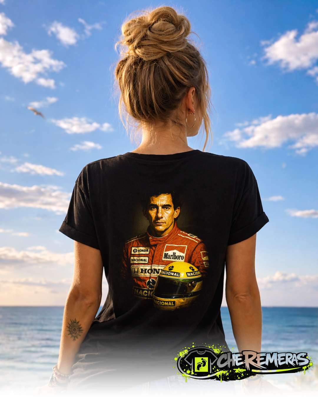 Remera Ayrton Senna #179 - Back Black Solid