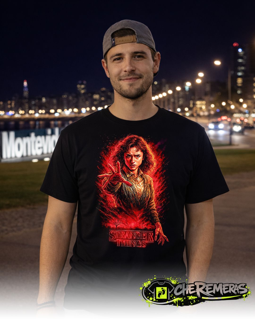 Remera Stranger Thinks #07 - Front Black Solid