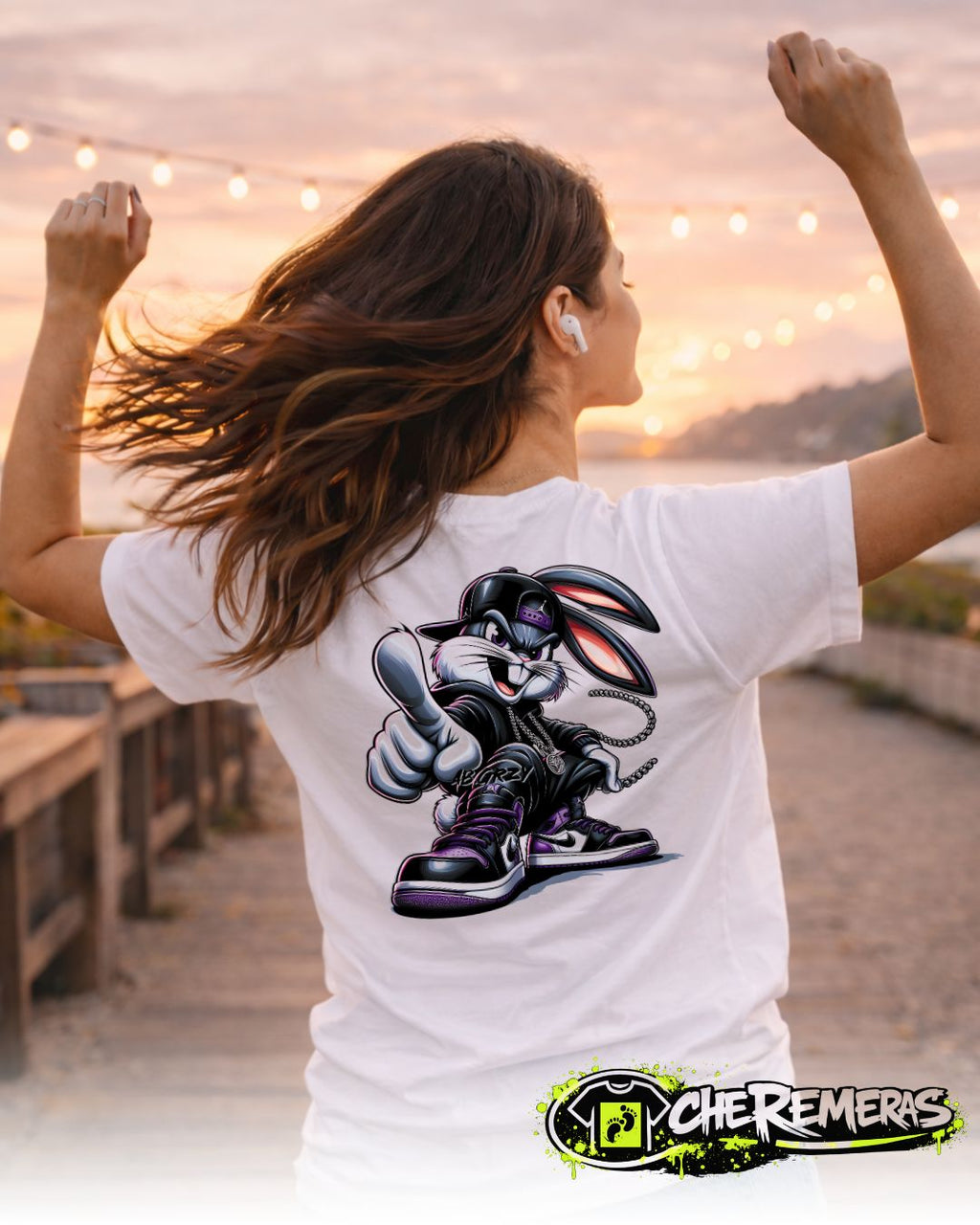 Remera Bugs Bunny Pointing #227 - Back White Solid