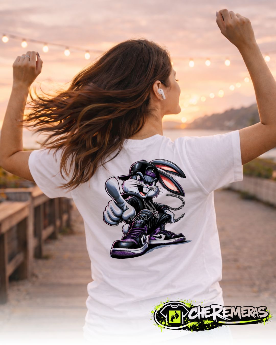 Remera Bugs Bunny Pointing #227 - Back White Solid