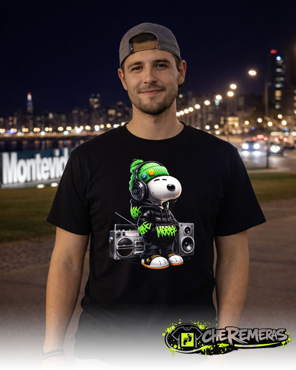 Remera Snoopy #55 - Front Black Solid