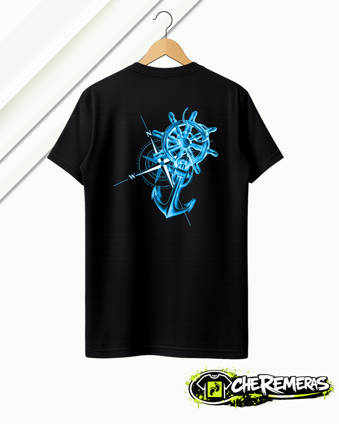 #98 Compass Rudder & Anchor - Black Back Solid