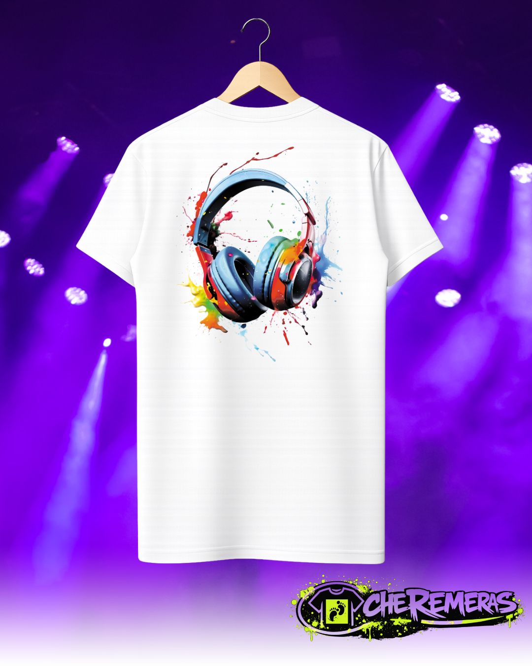 Remera Multicolor Headphones #85 - Back White Solid