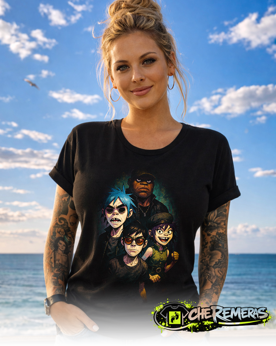 #134 Gorillaz - Black Back Solid