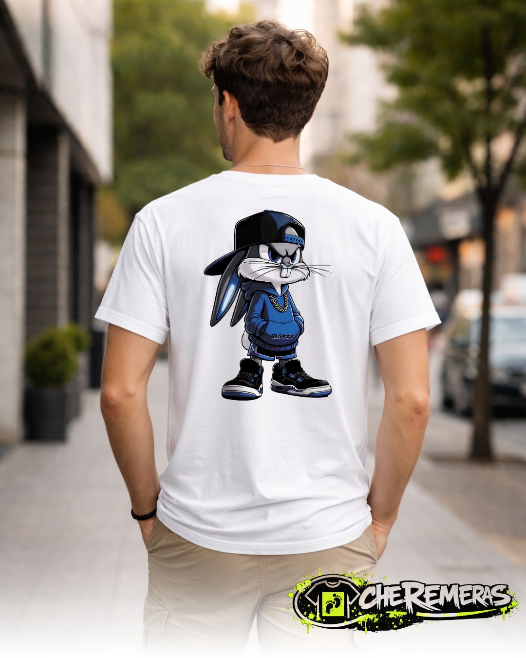 Remera Bugs Bunny Blue #221 - Back White Solid