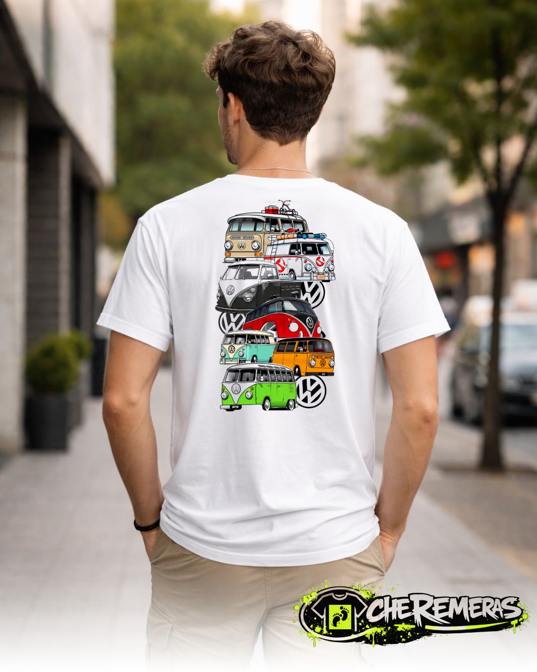 Remera Several Volkswagens Stacked Up #67 - Back White Solid