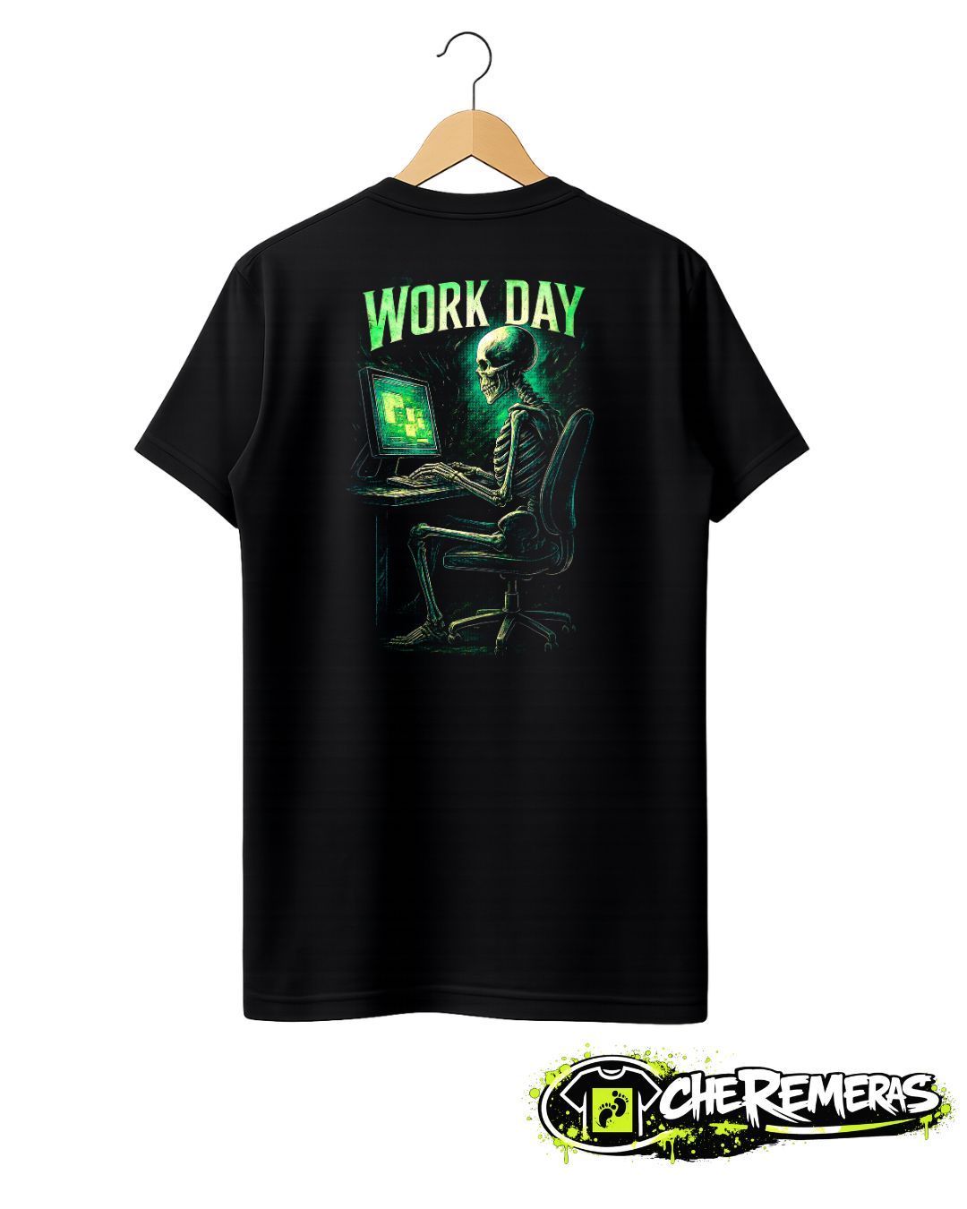Remera Skull Work Day #06 - Front Black Solid