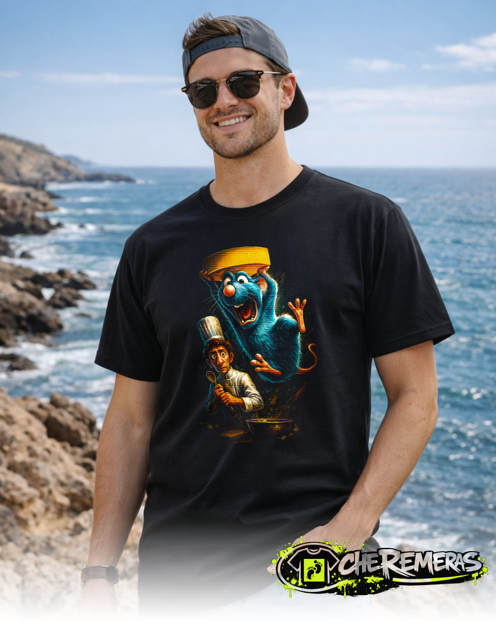 Remera Ratatouille #166 - Front Black Solid