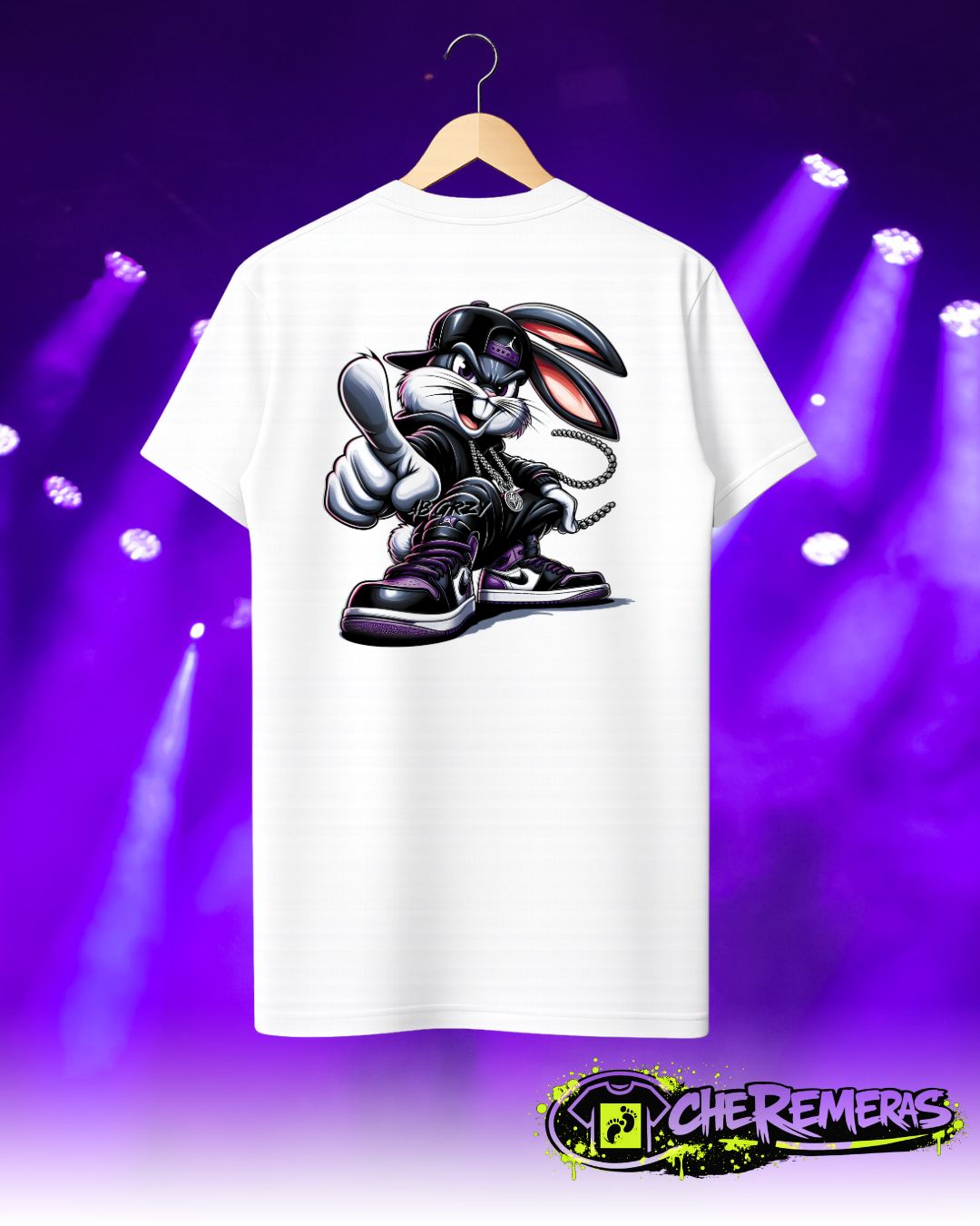 Remera Bugs Bunny Pointing #227 - Back White Solid