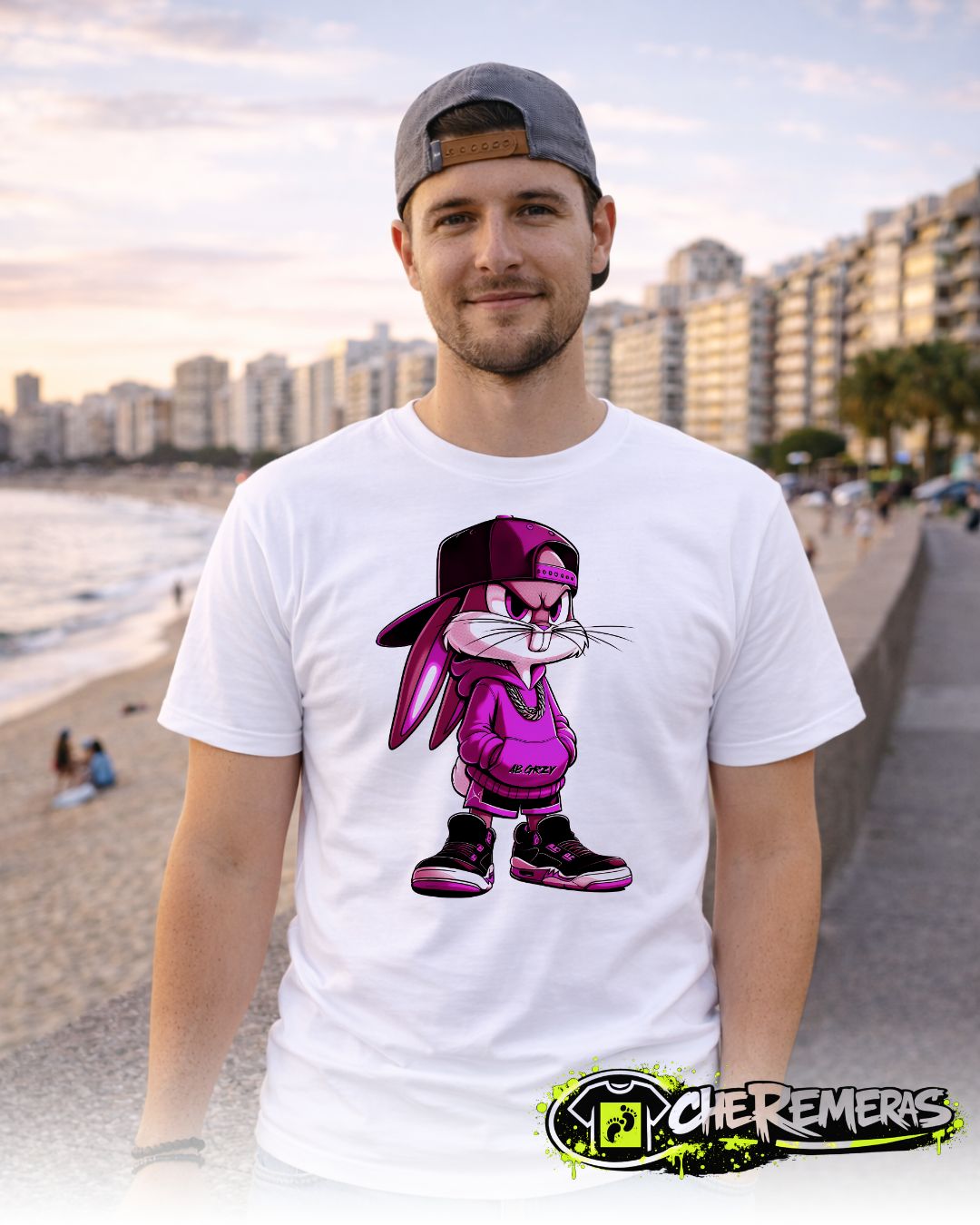 Remera Bugs Bunny Fuchsia #204 - Front White Solid