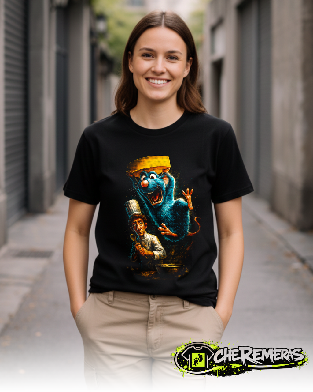Remera Ratatouille #166 - Front Black Solid