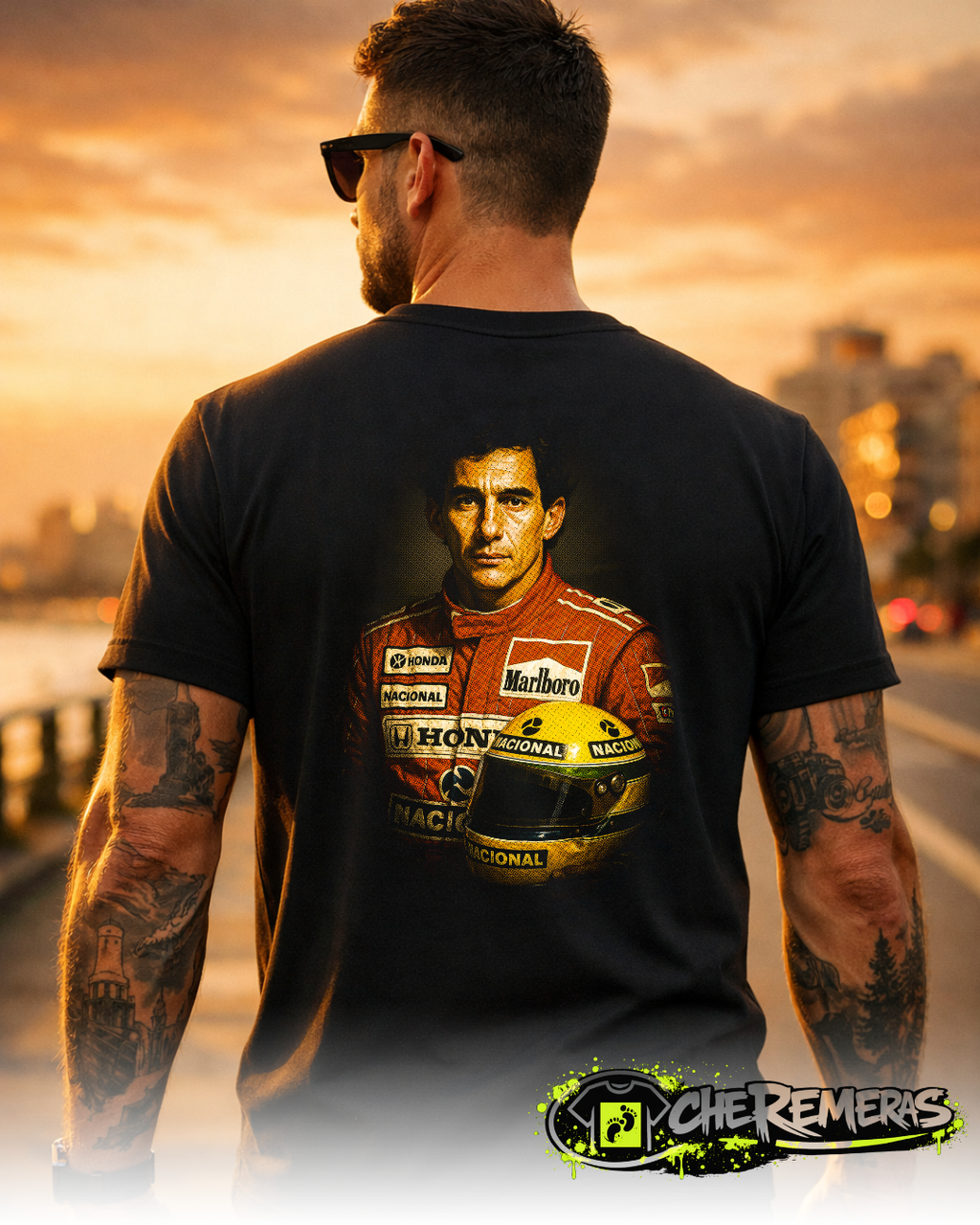 Remera Ayrton Senna #179 - Back Black Solid