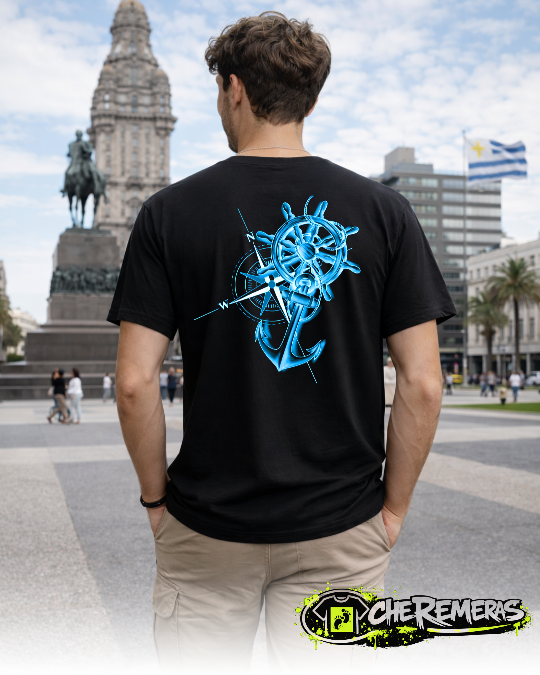 #98 Compass Rudder & Anchor - Black Back Solid