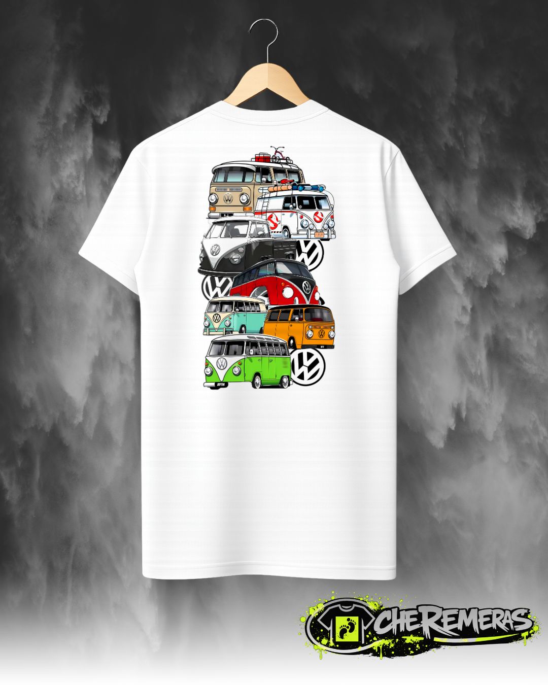 Remera Several Volkswagens Stacked Up #67 - Back White Solid