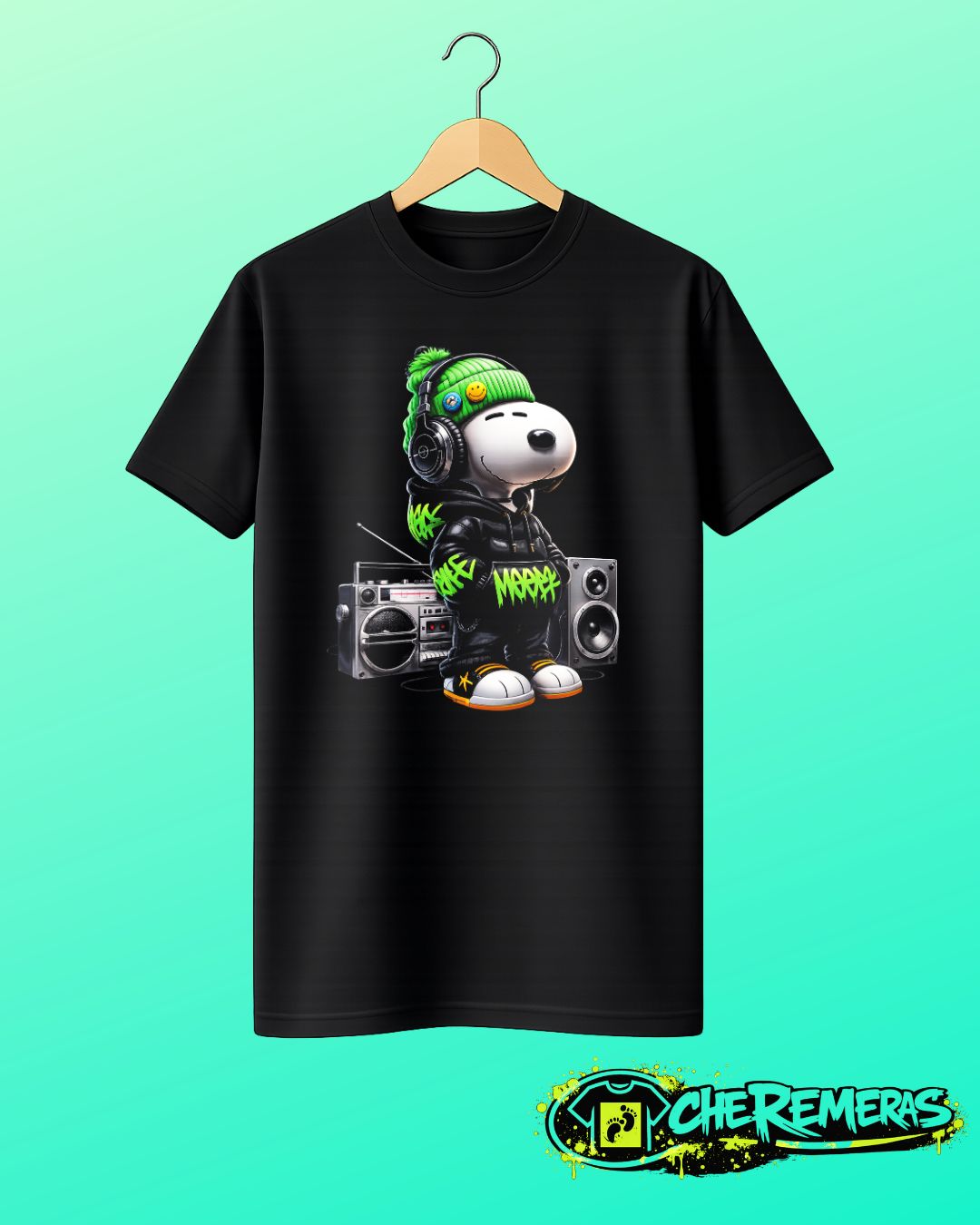 Remera Snoopy #55 - Front Black Solid