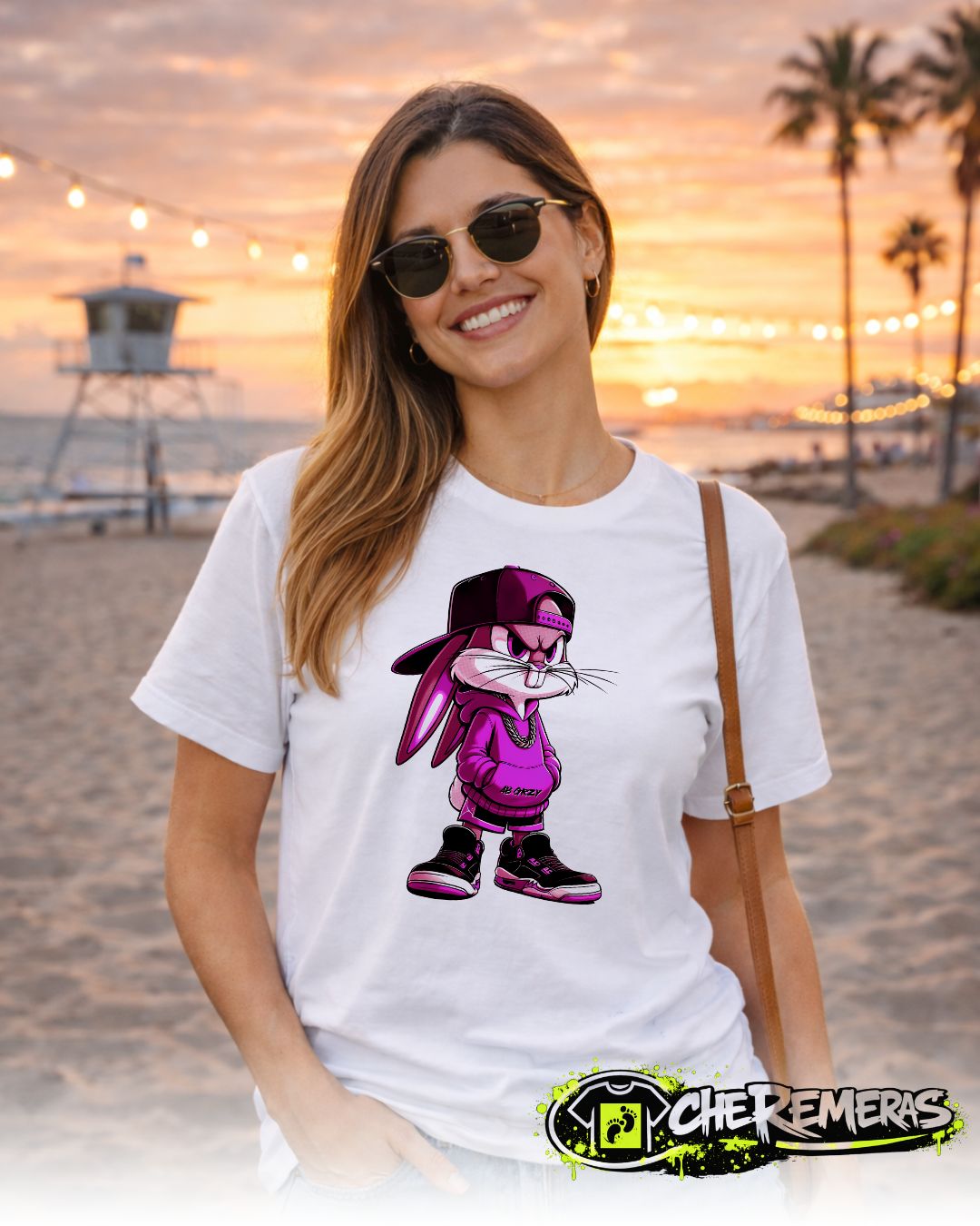 Remera Bugs Bunny Fuchsia #204 - Front White Solid