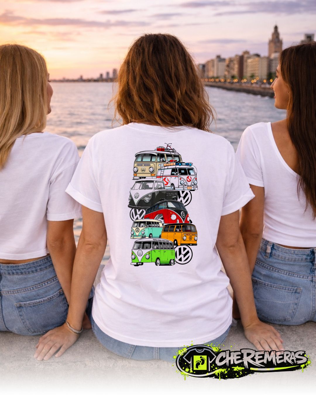 Remera Several Volkswagens Stacked Up #67 - Back White Solid
