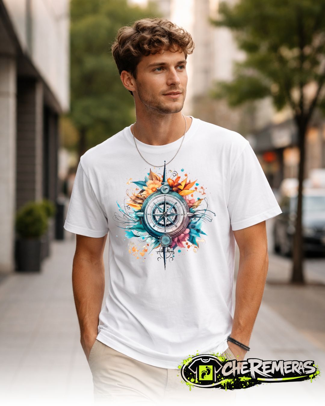 Remera Multicolored Compass #21 - Front White Solid