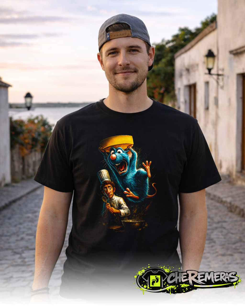 Remera Ratatouille #166 - Front Black Solid