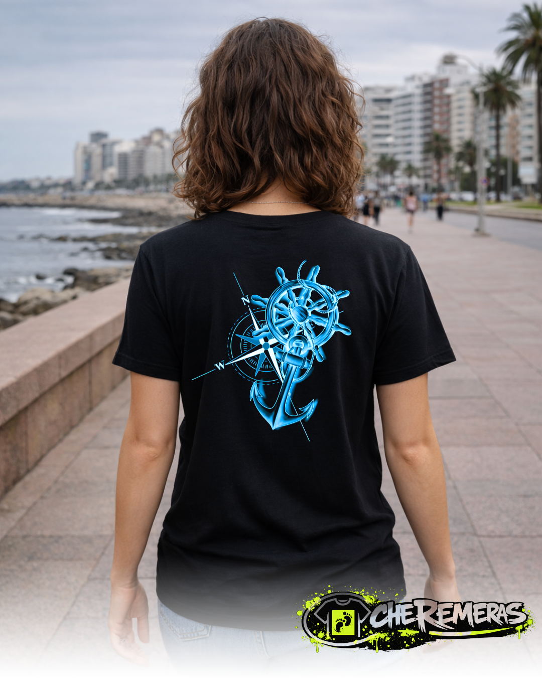 #98 Compass Rudder & Anchor - Black Back Solid