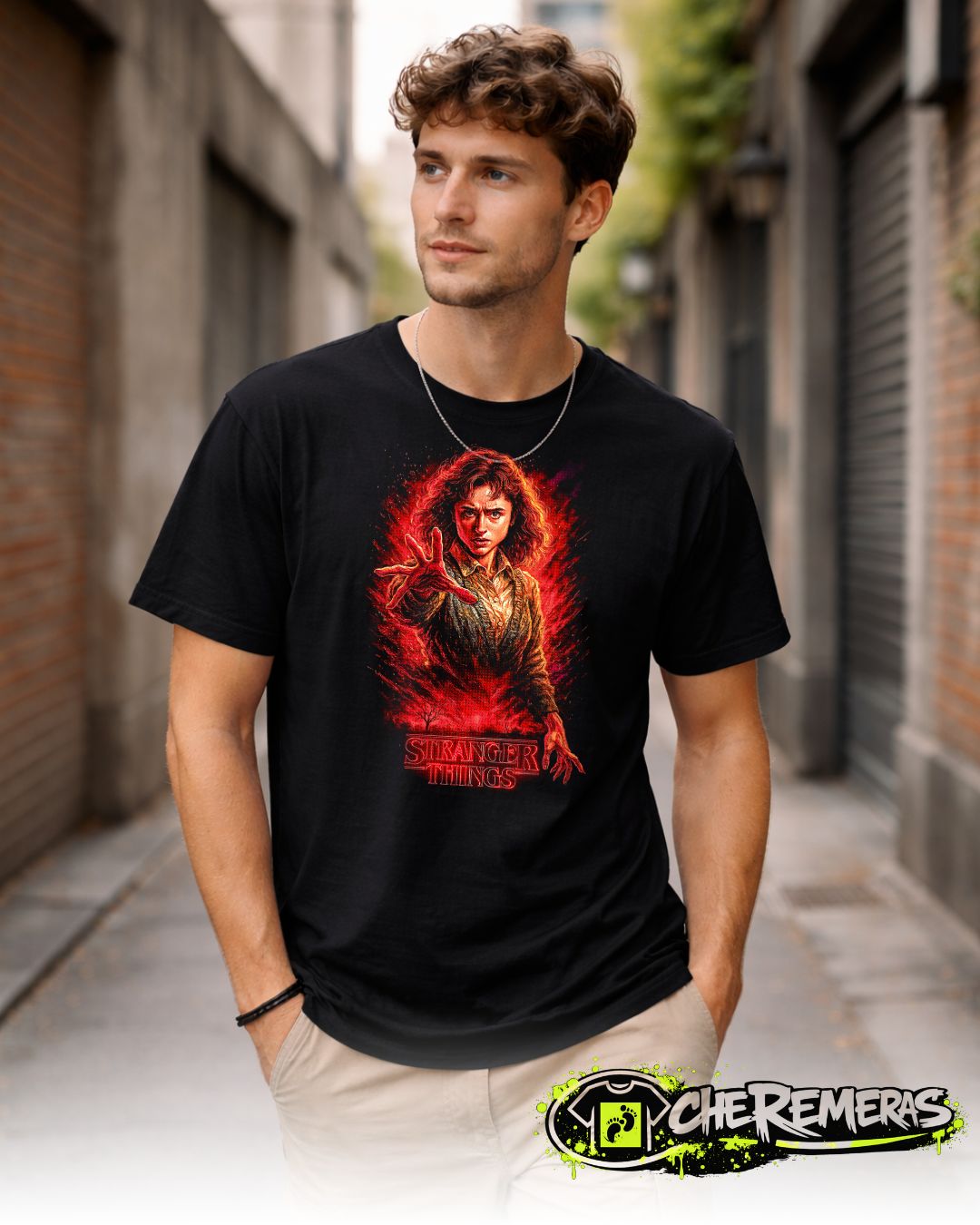 Remera Stranger Thinks #07 - Front Black Solid