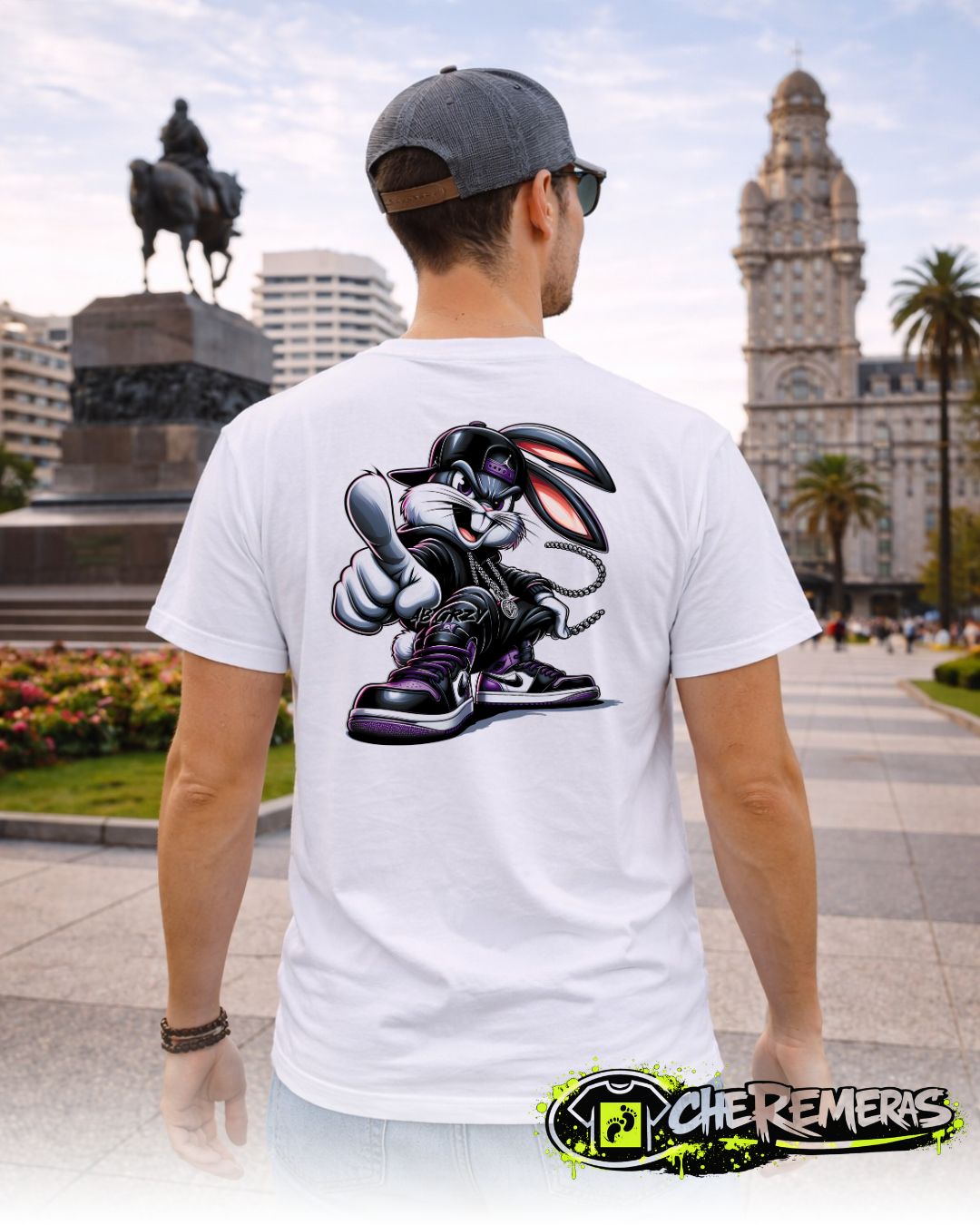 Remera Bugs Bunny Pointing #227 - Back White Solid