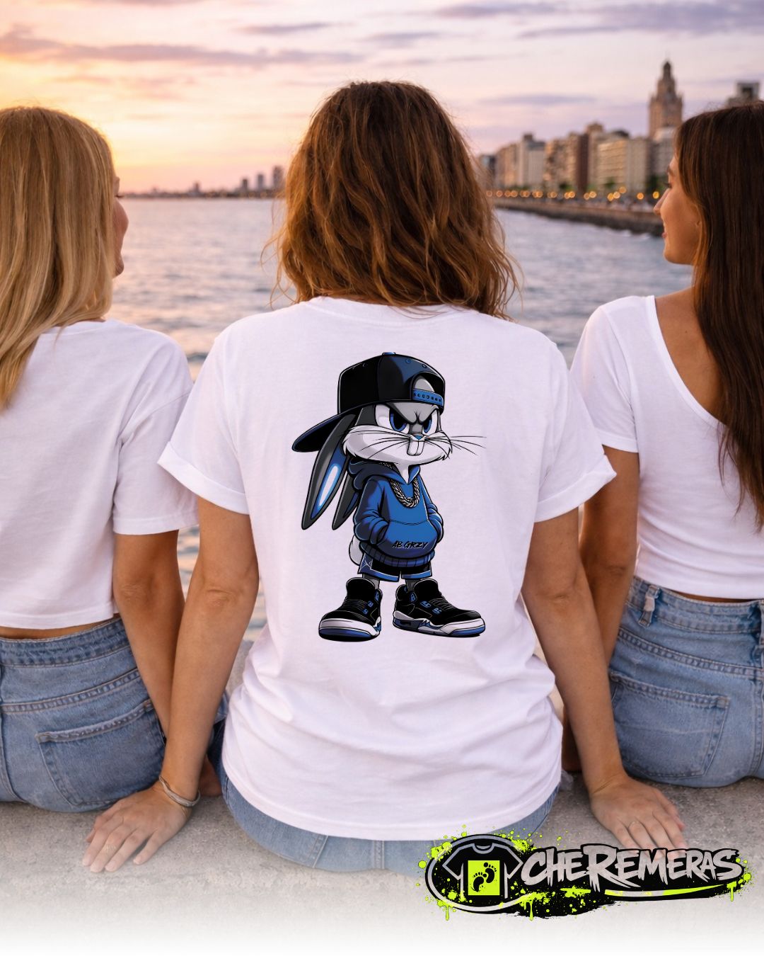 Remera Bugs Bunny Blue #221 - Back White Solid