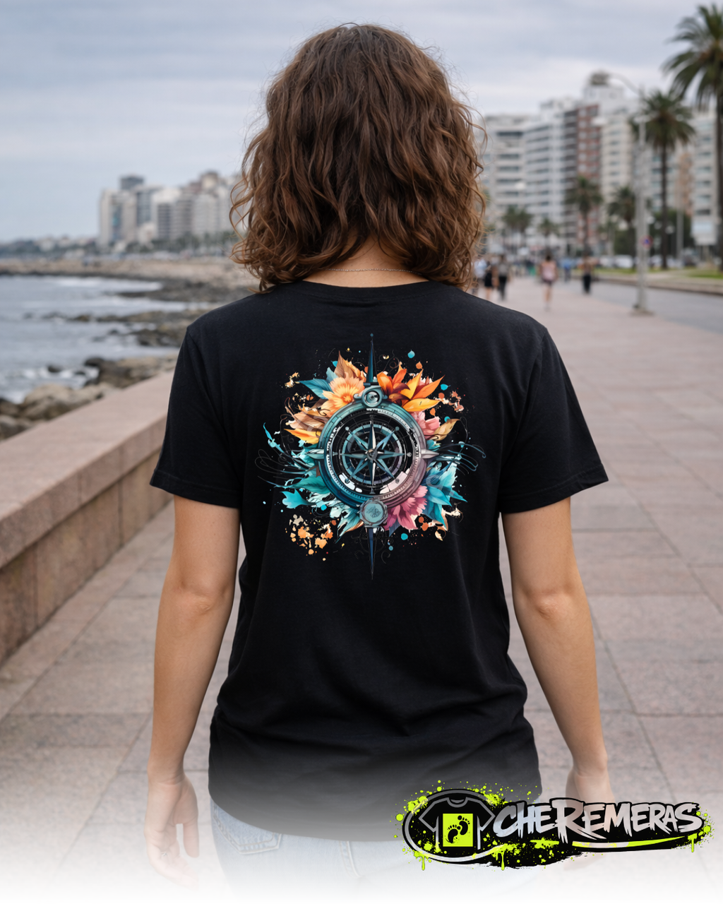 #22 Multicolored Compass Back White Solid