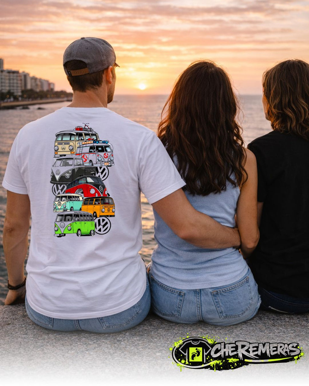 Remera Several Volkswagens Stacked Up #67 - Back White Solid