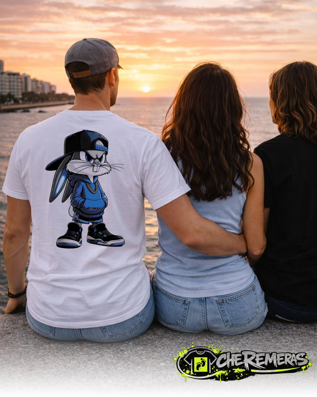 Remera Bugs Bunny Blue #221 - Back White Solid
