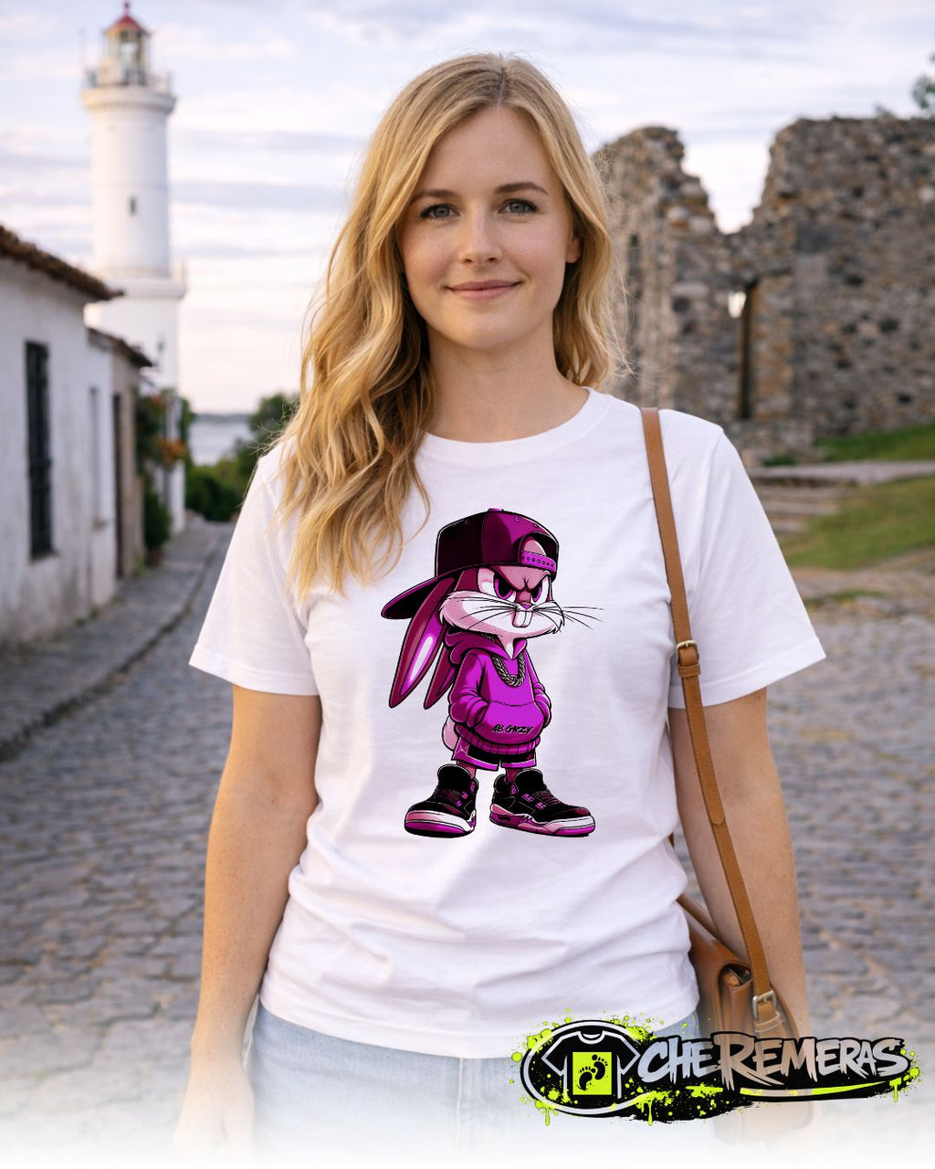 Remera Bugs Bunny Fuchsia #204 - Front White Solid