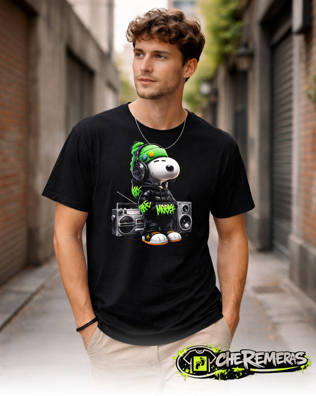 Remera Snoopy #55 - Front Black Solid