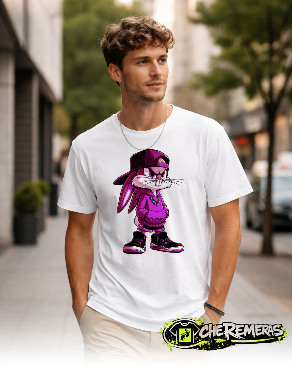 Remera Bugs Bunny Fuchsia #204 - Front White Solid